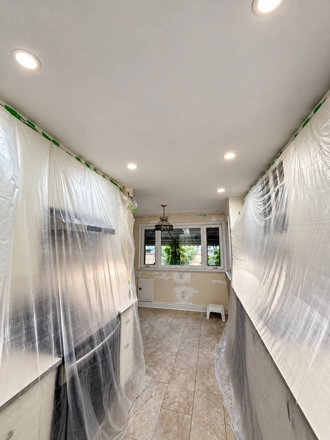 Mississauga Kitchen Ceiling Skimming After Wallpaper Removal completed by PReno Construction
